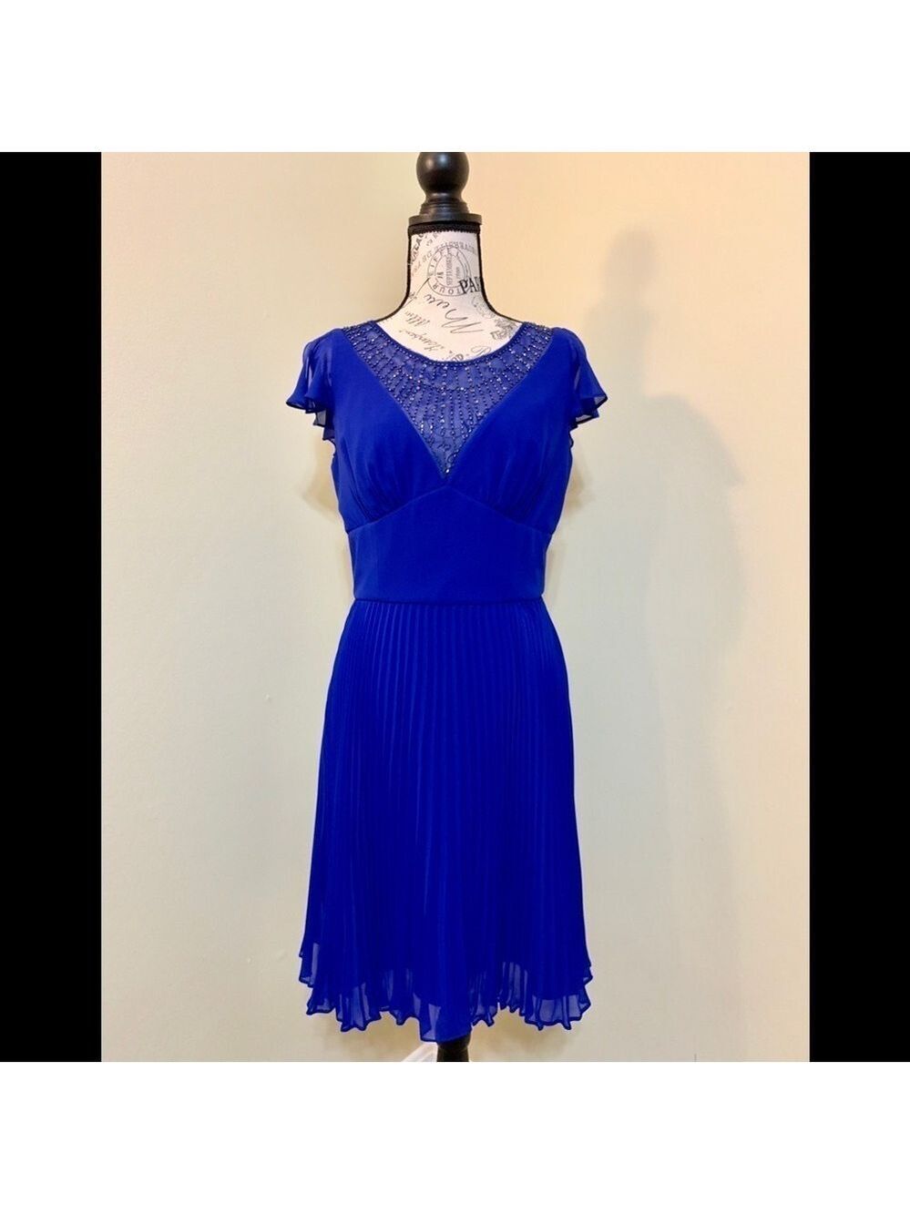 Max and Cleo Blue Chiffon Dress Size 8